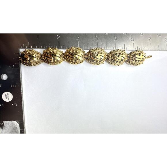 Vintage 60s BOTTICELLI Signed Brutalist Etruscan Revival Wide Panel Bracelet - Picture 8 of 9